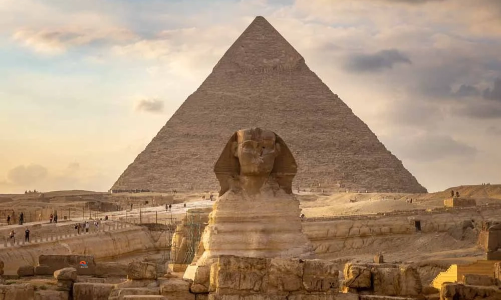 Giza Pyramid Complex - The Sphinx and the Khafre Pyramid