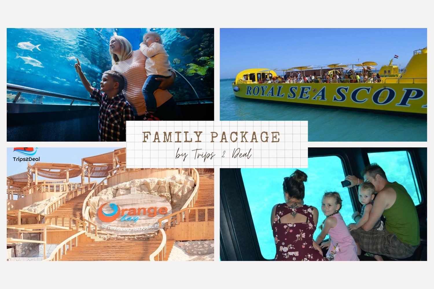 Hurghada : Pour les familles avec enfants 3 circuits - Royal Sea Scope, Grand Aquarium et l'île d'Orange Bay